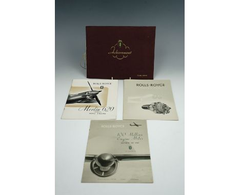 Four official Rolls Royce aero engine publications, 1930s - 1940s, including a Merlin 620 series aero engine brochure