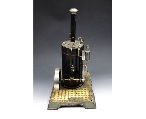 A large Marklin vertical boiler live steam engine, with balanced valve gear, circa 1900 - 1910, 28 x 38 cm