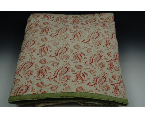 A late 19th / early 20th Century printed Paisley pattern quilted cotton bed spread