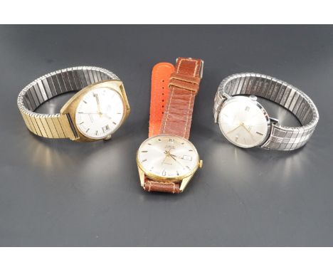 Three 1950s - 1960s wristwatches comprising a Stihl automatic with date, and manual wind watches by Oris and Levicta, (former