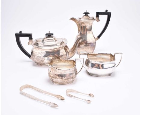 A four-piece silver tea service, S Blanckensee &amp; Son Ltd, Chester and Birmingham 1939-1940, comprising; a teapot, 14cm hi