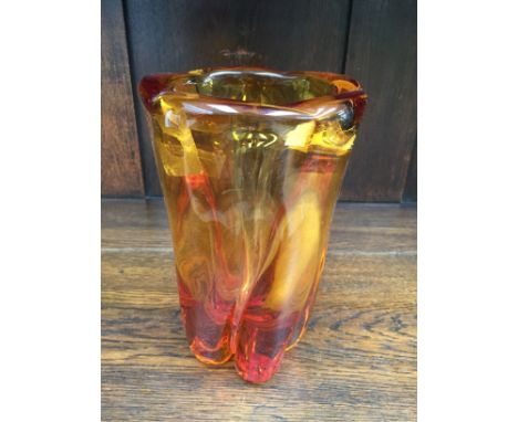 A Whitefriars amber glass vase, approx 90cm high