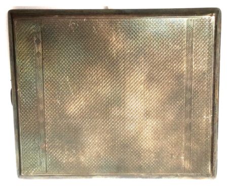 A George V silver cigarette case, engine turned, Birmingham 1930, inscribed to interior, approx 164gm/5.28ozt 