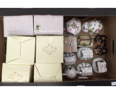 A Coalport 'Cottage' collection, comprising 'Red House', 'The Masters House', 'The Parasol House' and Teapot House, Masons Pa