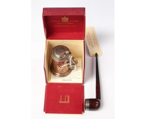 An Alfred Dunhil 'The Bumper' silver plated table lighter, of lidded tankard form with instruction leaflet in original box, t