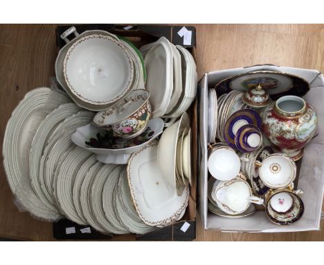 Collection of ceramics, including Noritake vase and cover, Continental cups and saucer, Art Deco dinner set, highly gilded cu