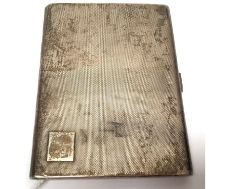 A Dunhill cigarette case, silver with engine turned engraving, marked AD 