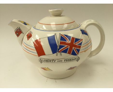'Liberty and Freedom' teapot 'War against Hitlerism' chip to the spout 