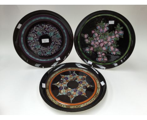 Three Poole chargers, Ionian, all signed S.M. Pottinger 