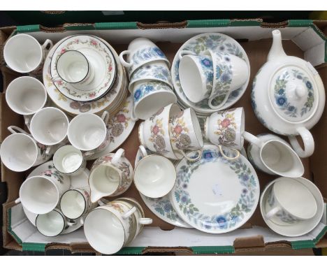 Four 19th Century Crown Chelsea, coffee cans and saucers, 1960s Wedgwood 'Clementine' tea service with tepot and a 'Lichfield