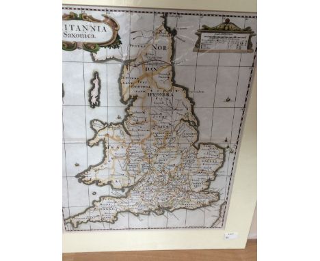 Morden, Robert (c.1650-1703). Collection of three antique maps: two examples of 'Britannia Saxonica' (variations in colouring