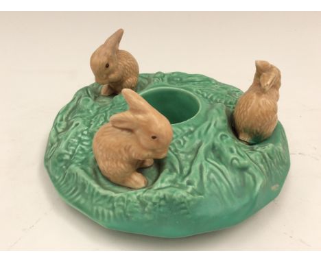 A Sylvac posy dish, with three applied rabbits, 1312, marks
