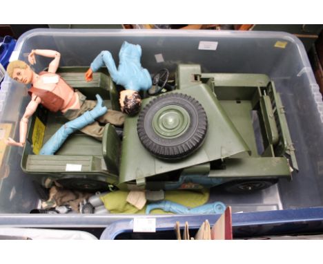 A collection of 1970s Action Man paraphernalia, including Jeep, clothes, etc (damage) 