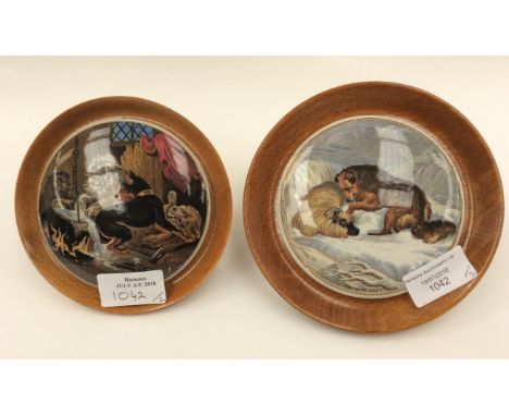 Two Staffordshire Pratware Pot Lids. Both in light wood frames.Pretty Kettle of Fish. and The Snow Drift.Both circa 1880. Fis