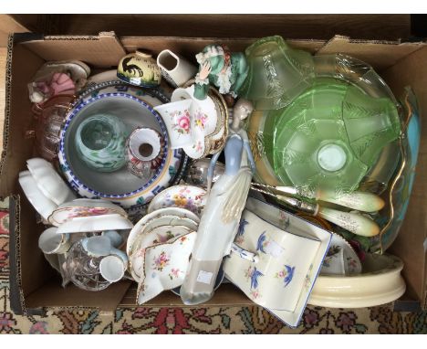 Three Poole Pottery bowls, a Hornsea vase, Royal Crown Derby 'Posies' trinket dishes, a Nao figurine a/f, and other ceramics 