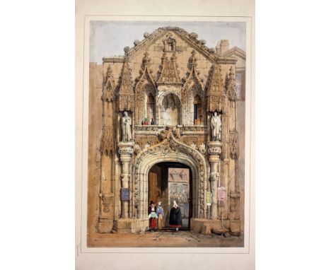 Collection of approx. 20 hand-coloured lithographs depicting topographical/architectural views in Europe, after Samuel Prout,