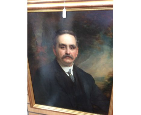 Ellis William Roberts (British, 1860-1930), portrait of Mr Colin Roberts, half length, wearing a black tunic, waistcoat and t