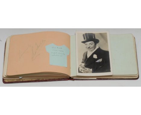 Autographs – an early 20th century album, but mainly inscribed with mid-20th century UK showbusiness figures, including signe