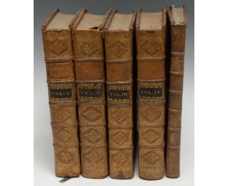 Addison (Joseph), The Works, four-volume set, London: Jacob Tonson, 1721, engraved portrait frontispiece and 4 dedication lea
