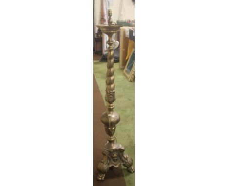 A HEAVY BRASS LAMP H 146 CM