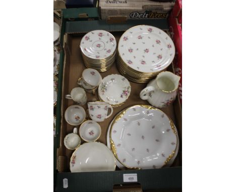 A TRAY OF TEA AND DINNERWARE TO INCLUDE ROYAL WORCESTER, LIMOGES ETC (TRAY NOT INCLUDED) 