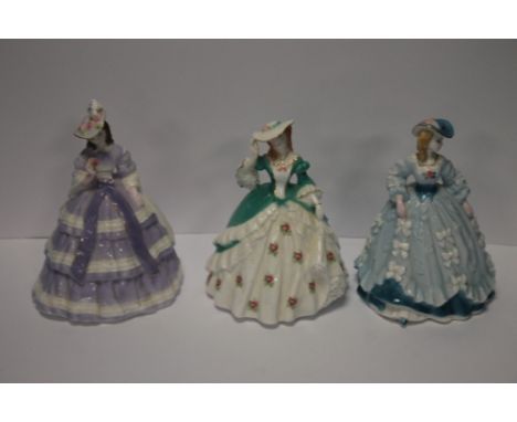 THREE ROYAL WORCESTER FIGURINES TO INCLUDE "LADY JANE", "LADY SARAH", AND "LADY CHARLOTTE" (3)