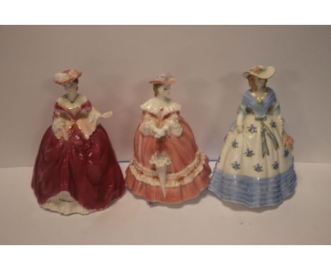 THREE ROYAL WORCESTER FIGURINES "LADY EMMA", "LADY ELIZABETH" AND "LADY HANNAH"