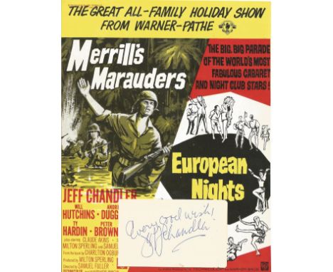Jeff Chandler (1918 1961) Actor Signed Vintage Album Page With Merrill's Marauders Picture. Good condition. All autographs co