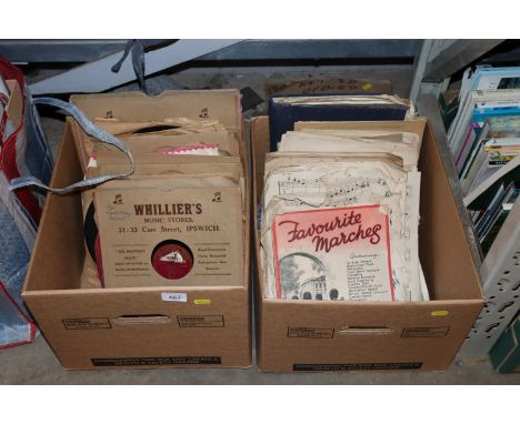 Two boxes of records and sheet music