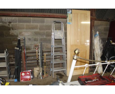 Two folding aluminium step ladders