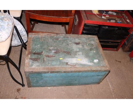 A metal bound trunk 