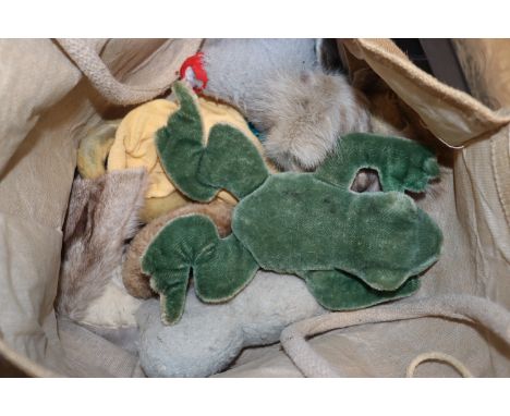 A bag of vintage and other soft toys