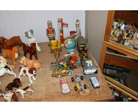 A collection of vintage and other clockwork tin plate toys to include Johan Wagner