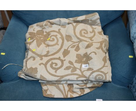 A pair of floral pattern curtains