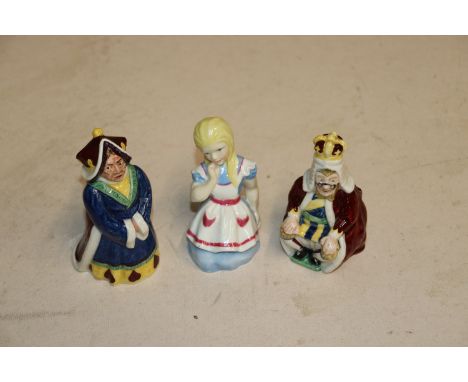 Two Beswick 'Alice Series' figures, 'King of Hearts' and 'Queen of Hearts', together with a Royal Worcester figure 'Alice'