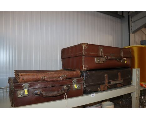 Three vintage cases and a satchel