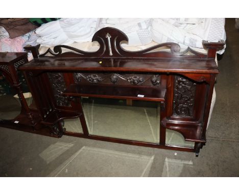 A mahogany Art Nouveau over mantel mirror