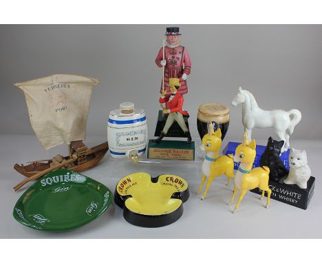 A collection of Breweriana, to include a T G Green &amp; Co advertising ashtray for Crown Pale Ale, a Wade miniature gin deca