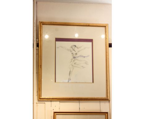 20th century school, dancer in motion, colour print, indistinctly signed as part of the print, numbered 163/250 in pencil, 38