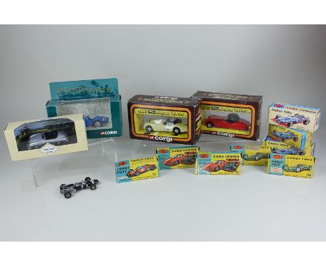 A collection of boxed Corgi model motor vehicles, to include two Ferrari 'Berlinetta' 250 Le Mans 314, two Lotus-Climax Formu