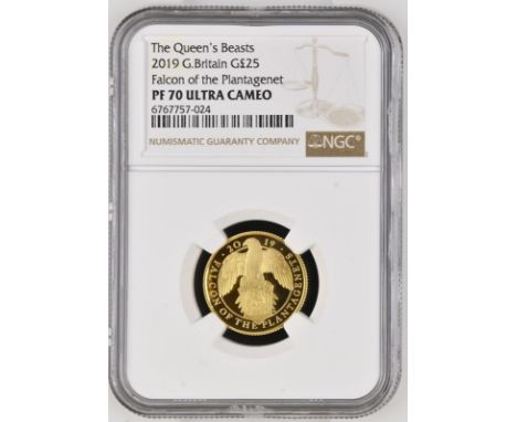 UNITED KINGDOM. Elizabeth II, 1952-2022. Gold 25 pounds, 2019. Royal Mint. Proof. The fifth in a series of 10 coins known as 