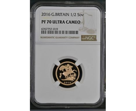 UNITED KINGDOM. Elizabeth II, 1952-2022. Gold half-sovereign, 2016. Royal Mint. Proof. To celebrate the Queen's 90th birthday