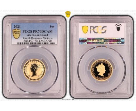 TRISTAN DA CUNHA. ASCENSION ISLAND. Elizabeth II, 1952-2022. Gold sovereign, 2021. Commonwealth mint. Proof. Bust portrait of