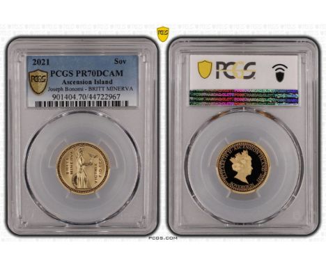 TRISTAN DA CUNHA. ASCENSION ISLAND. Elizabeth II, 1952-2022. Gold sovereign, 2021. Commonwealth mint. Proof. Bust portrait of