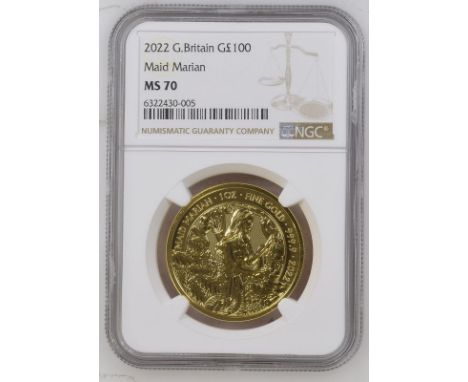 UNITED KINGDOM. Elizabeth II, 1952-2022. Gold 100 pounds, 2022. The Royal Mint. The second of 3 bullion issues in the Myths &