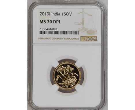 INDIA. Elizabeth II, 1952-2022. Gold sovereign, 2019 I. MMTC-PAMP on licence from the Royal Mint. Fifth crowned portrait of H