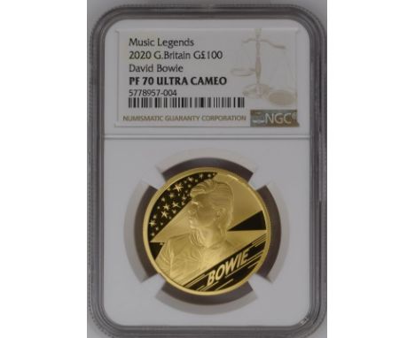 UNITED KINGDOM. Elizabeth II, 1952-2022. Gold 100 pounds, 2020. Royal Mint. Proof. The third release from the "Music Legends"