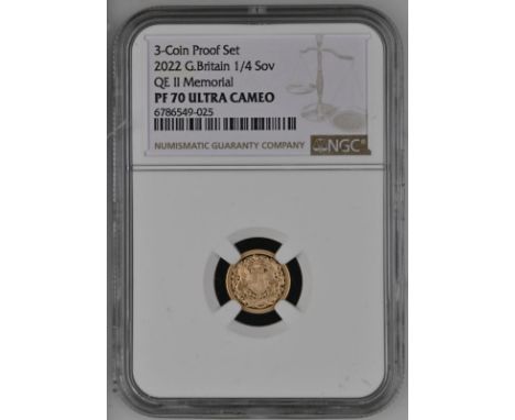 UNITED KINGDOM. Charles III, 2022-. Gold 1/4 sovereign, 2022. Royal Mint. Proof. Issued as the first sovereign for King Charl