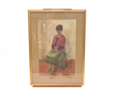F. Winterbrown, Portrait of a young girl, pastel, signed lower right, 56cm x 36cm