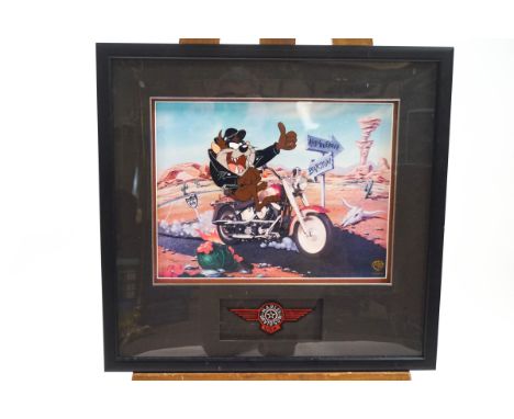 Harley Davidson 'Fat Boy', a Warner Bros Animation Art limited edition cel of Looney Tunes, Wild One (the Tasmanian Devil) ri